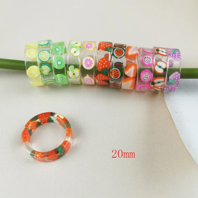 10 шт. корейские Модные прозрачные акриловые кольца ApeUr из смолы в виде свежих