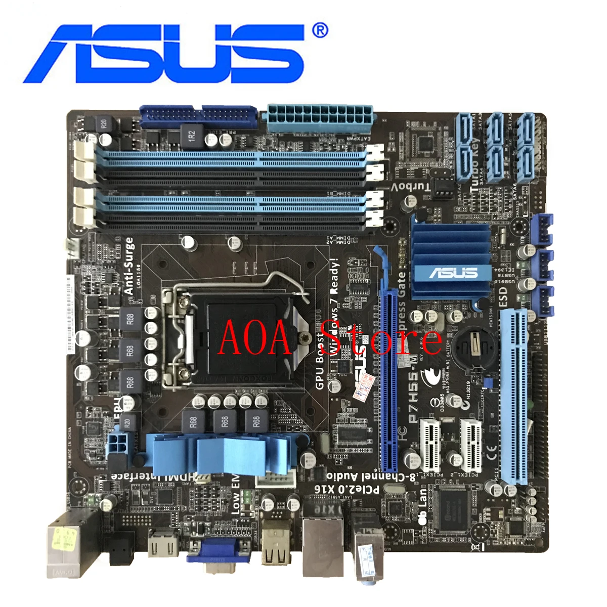 Материнские платы LGA 1156 для Intel H55 ASUS оригинальные разъем uATX HDMI VGA 4 DDR3 16 ГБ