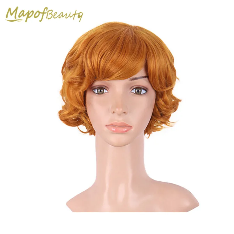 MapofBeauty 10 дюймов короткие кудрявые синтетические парики для женщин оранжевые и