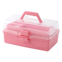 three layer medicine storage box first aid kit plastic folding medical chest organizer for makeup stationery storage boxes
