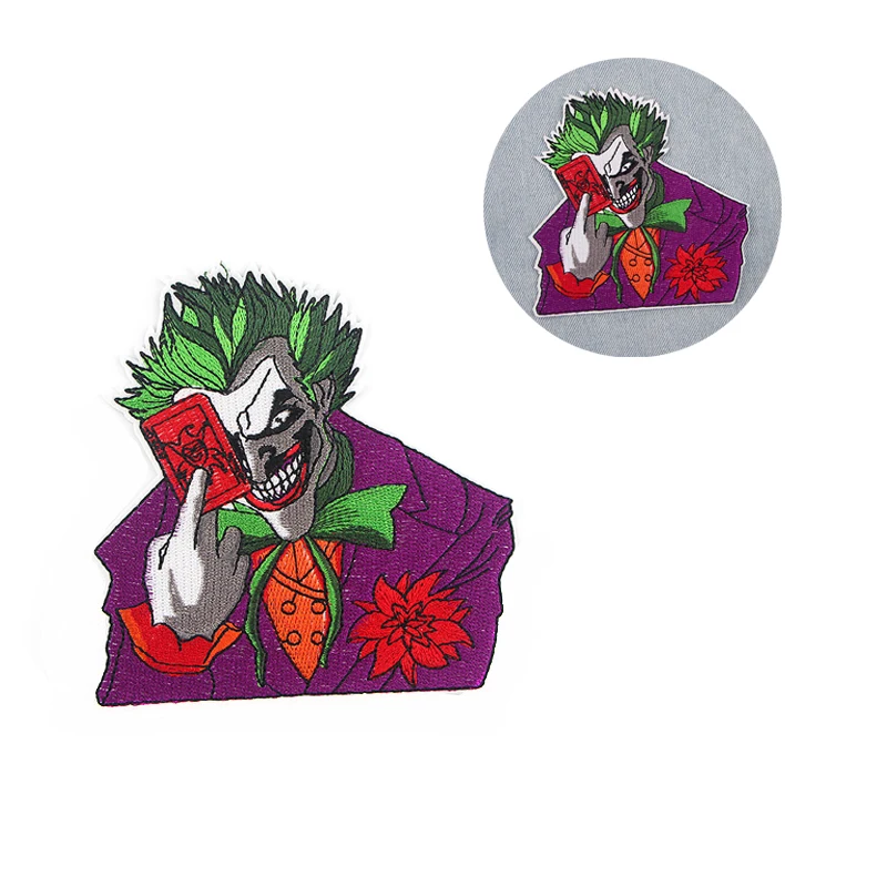 

R949 1pcs The Joker Figure Funny Clown Pacth Stickers Iron On Patches For Backpack Handbag T-shirt Jacket Backpack Diy Patch