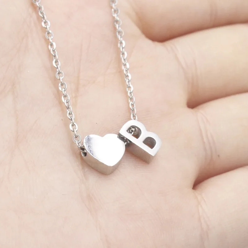 Нержавеющая сталь Золотой/серебряный персик сердце на заказ Начальная буква A-Z