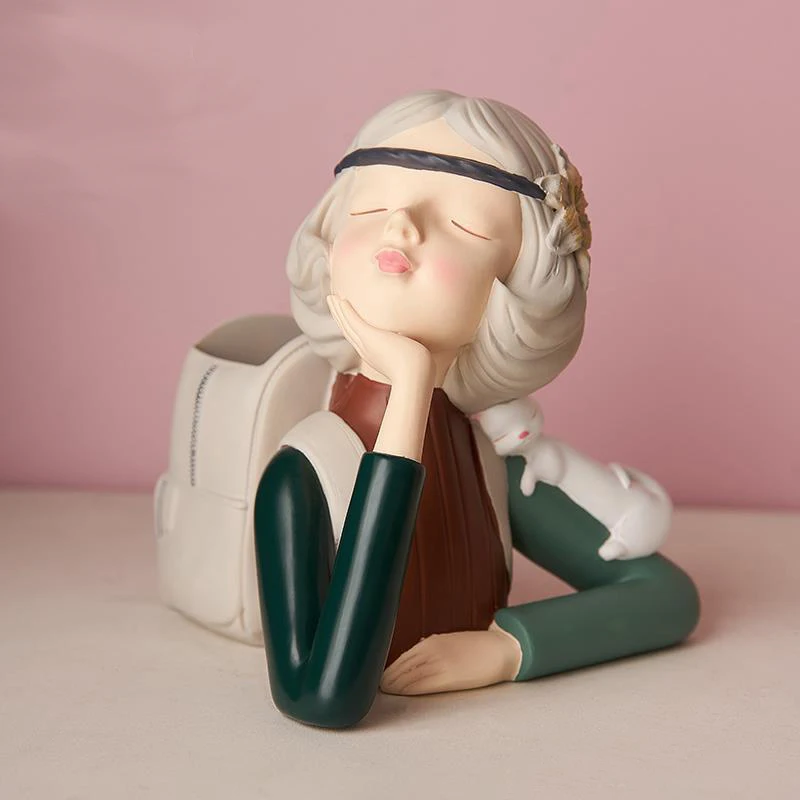 

Bubble Girl Resin Pen Holder Cute Pencil Storage Box Student Fashion Pen Holder Desk Decoration T