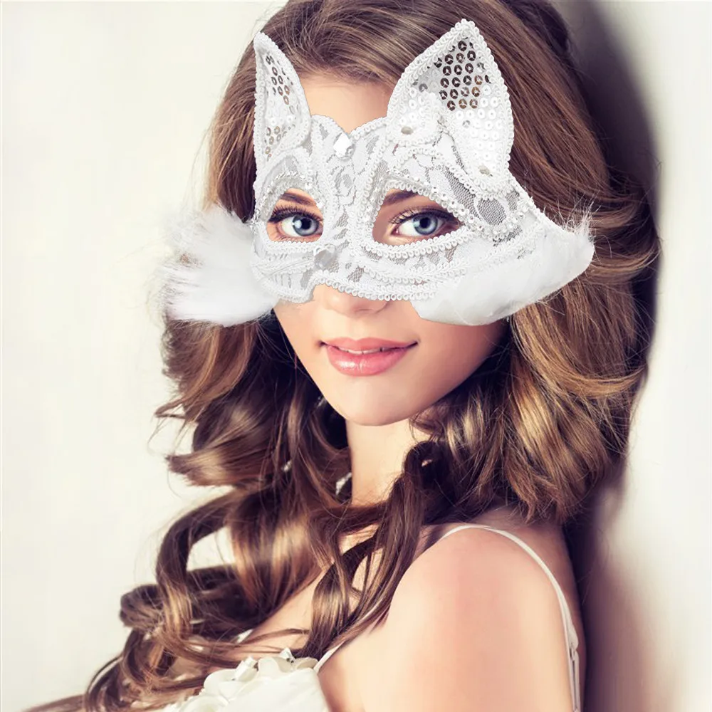 Женская черно белая кружевная маска для глаз в виде перьев|Шутки и розыгрыши| |