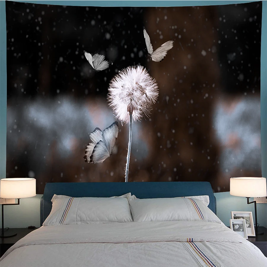 SOFTBATFY одуванчика и гобелен с изображением бабочек изголовье стены искусства
