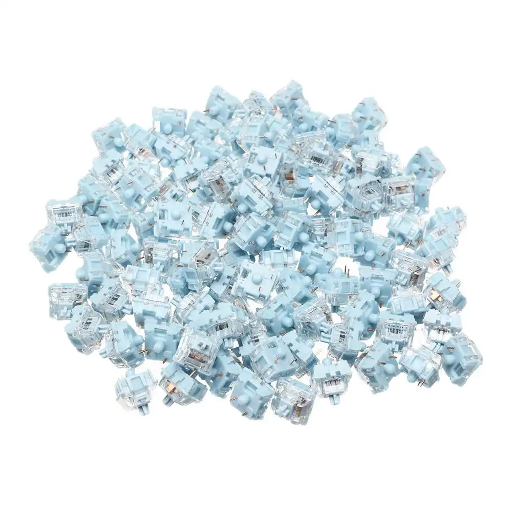 

Feker 110 pcs Clear Blue Switches DIY Keyboard Tactile Switch POM Stem 3 Pin Switch Axis 70Million Click for Mechanical Keyboard