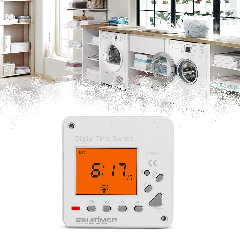 

SINOTIMER TM617 Lcd Display Back-light 7 Days Weekly Digital Electronic Timer Lighting Switch With Backlight And Cover