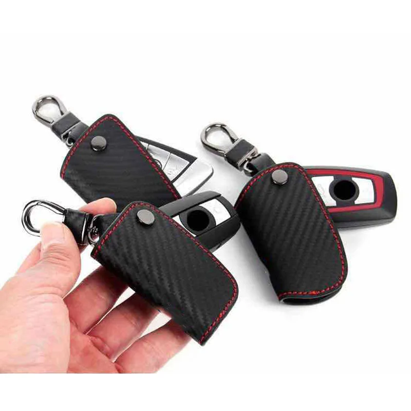 

Car accessories M colored stripe Carbon Fiber Leather Key Case bag holder for M3 E90 3 5 4 7 Series F30 31 E46 X1 X5 X6 Z4 F10