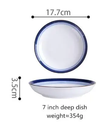 17.7cm deep plate Теарелка керамическая подставка для кухни набор посуды посуда рисовый салат лапша миска для супа кухня - Цвет: 17.7cm deep plate