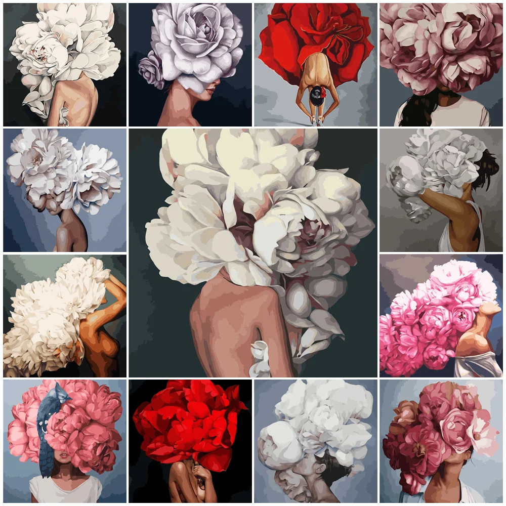 

DIY Flower Girl Paintings By Numbers Kit No-Frame Paints By Numbers 50x40cm 24 Colors DIY Gift Diff:3 Stars VA-1012