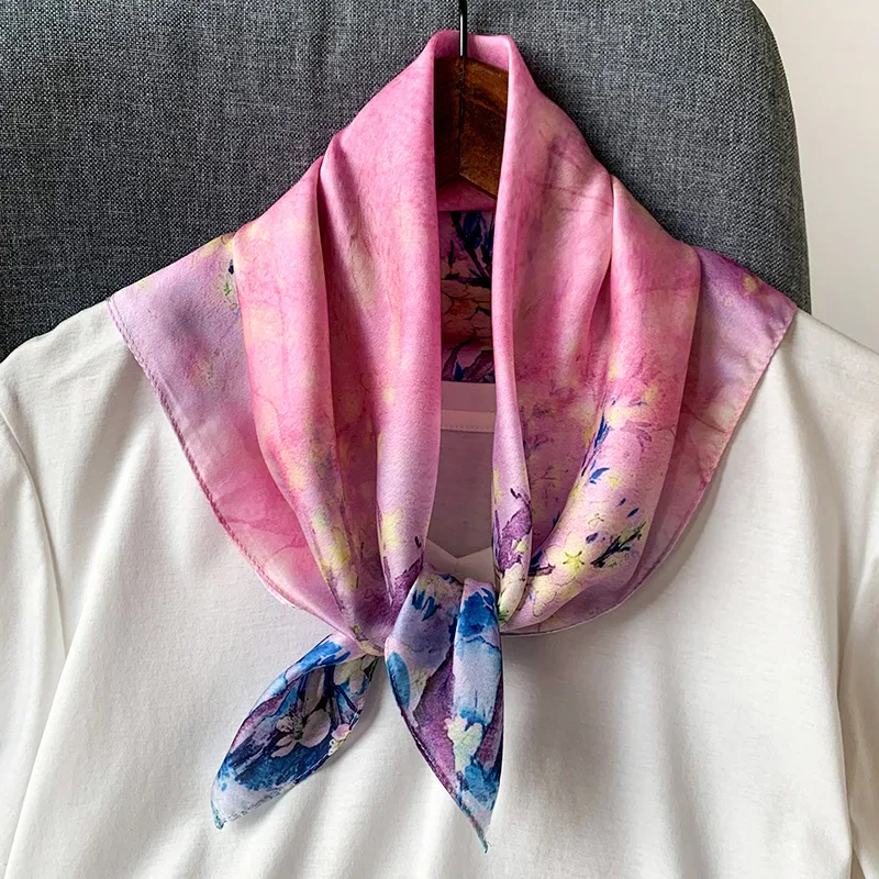 

Silk Scarf luxury spring autumn lady Sunscreen shawl women quality Fashion Square silk scarves New style beach printed headscarf