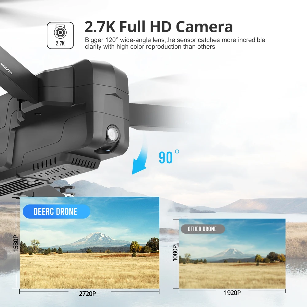DEERC DE22 Дрон gps бесщеточный 5G 500M wifi FPV 2,7 K gps-навигатор с разрешением Full HD RC Дрон складной 1,2 км 1200 м 25 минут Профессиональный Квадрокоптер