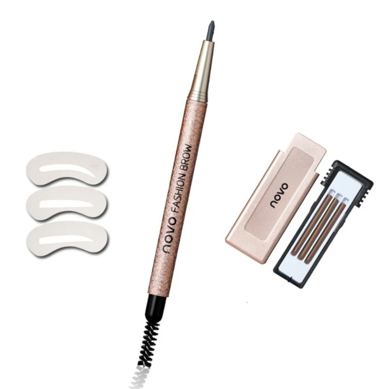 Автоматический карандаш для бровей с 3 трафаретами водостойкая стойкая