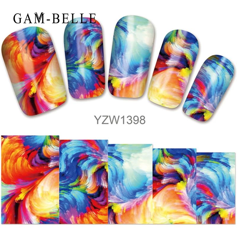 GAM-BELLE 1 шт наклейки на ногти цветок бабочка Роза переводные для нейл-арта набор