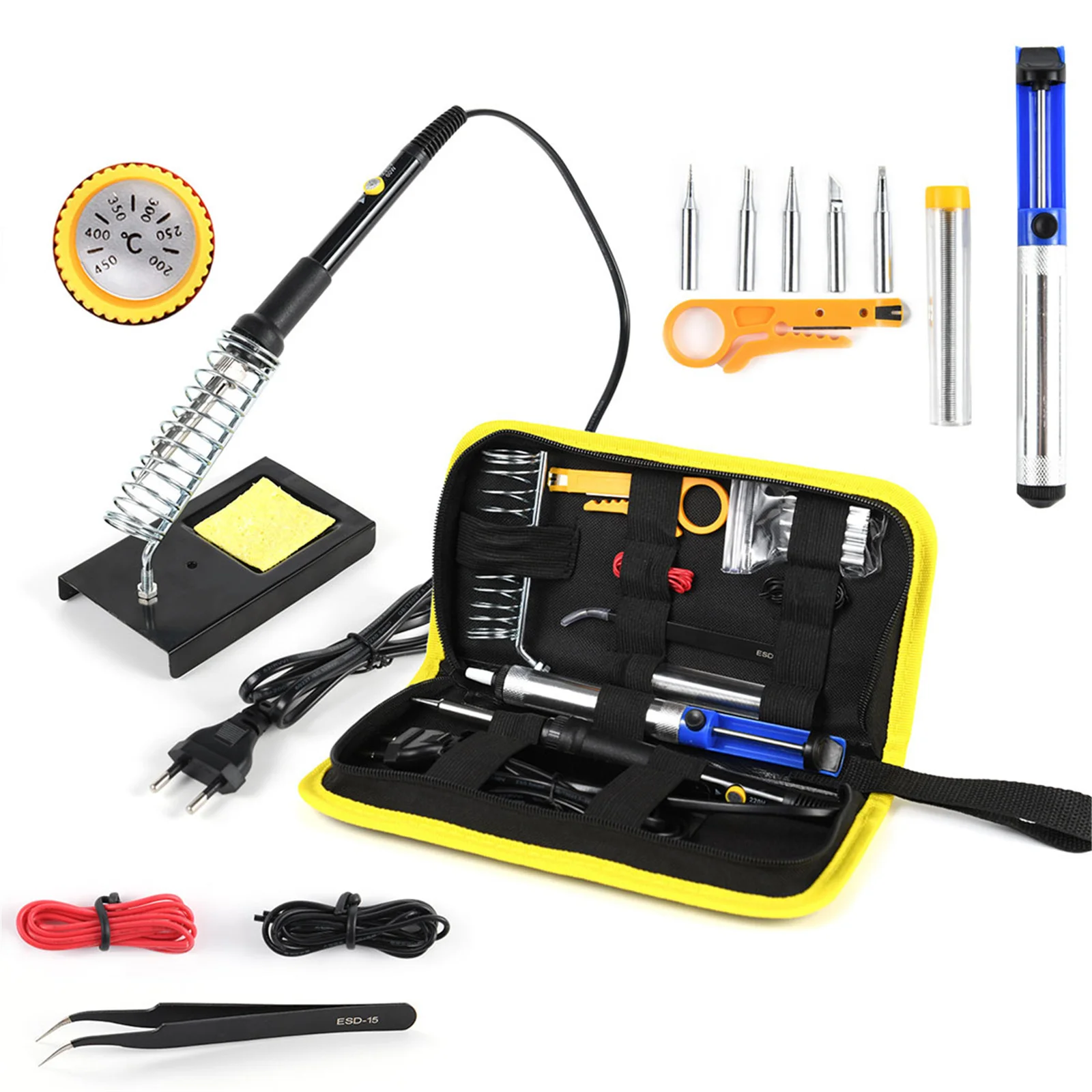 

Adjustable Soldering Iron Kits 60W 220V Temperature Digital Multimeter Auto Ranging Solder Iron Tips Welding Rework Tools