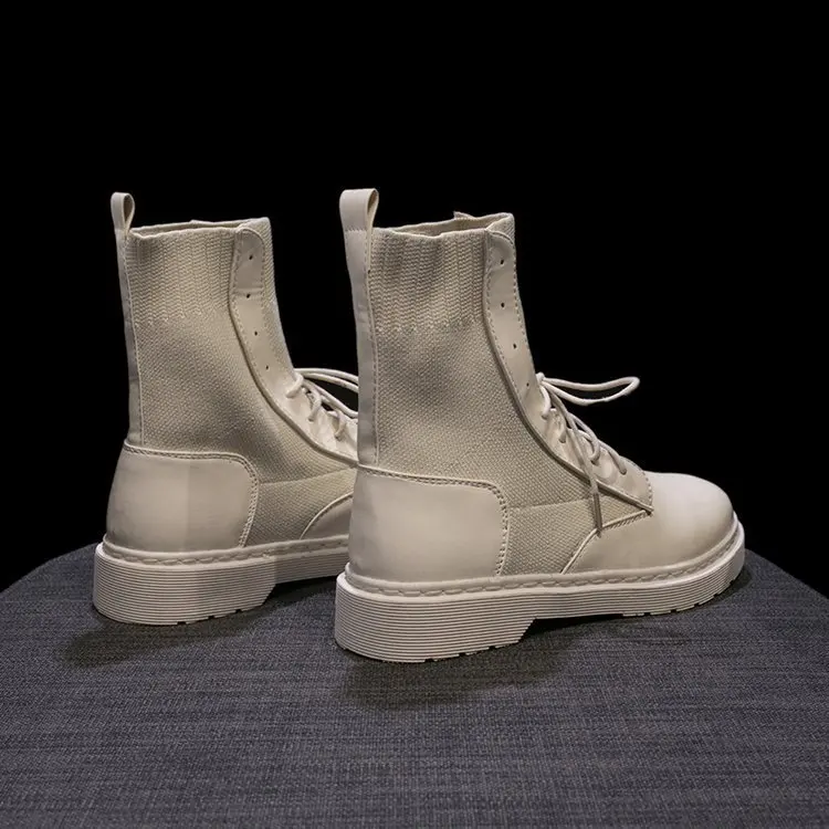 Ins Net Red Knit Martin Boots Female 2019 New Autumn and Winter Korean Fashion Street Shooting Women's Thick High | Обувь