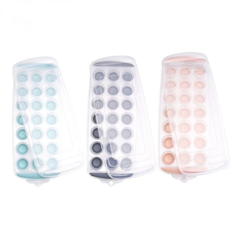 

Ice cube tray with removable lid, soft bottom ice cube mold without BPA, spill-proof and leak-proof DIY homemade ice cream mold
