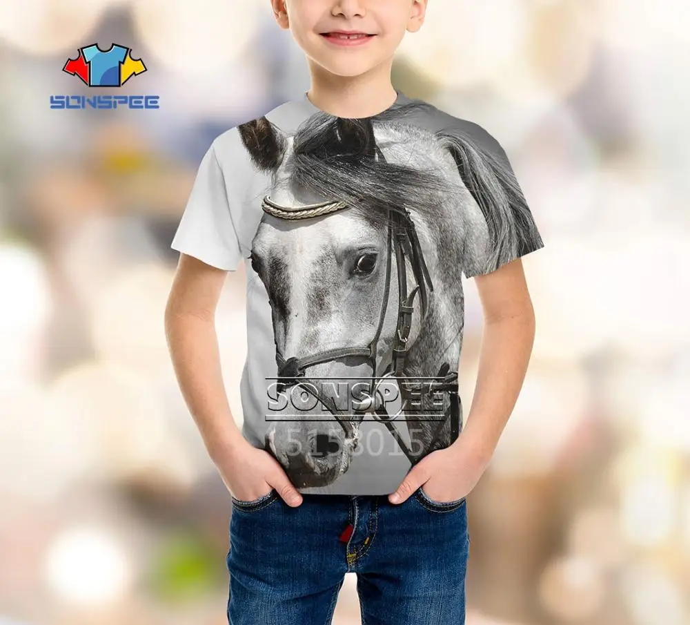 SONSPEE/Новинка красивый декор с изображением лошади 3d футболка в стиле Харадзюку