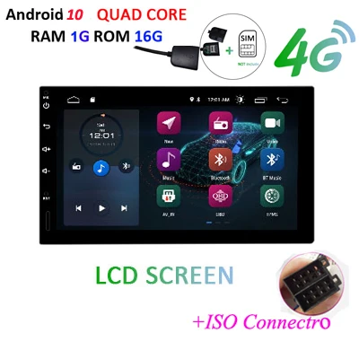 DSP 4G SIM ips HD экран Android 10 автомобильное радио стерео gps навигация Универсальный 2 din для VW/NISSAN/TOYOTA автомобильный ПК мультимедиа obd2 - Цвет: ISO 1G 16G LCD