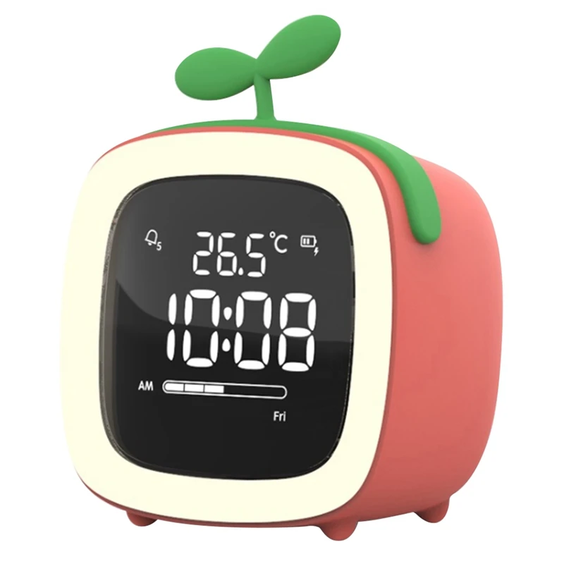 

Милый цифровой будильник для детей, женщин, малышей, Ночной светильник, диммер, перезаряжаемая батарея, внутренняя температура для спальни