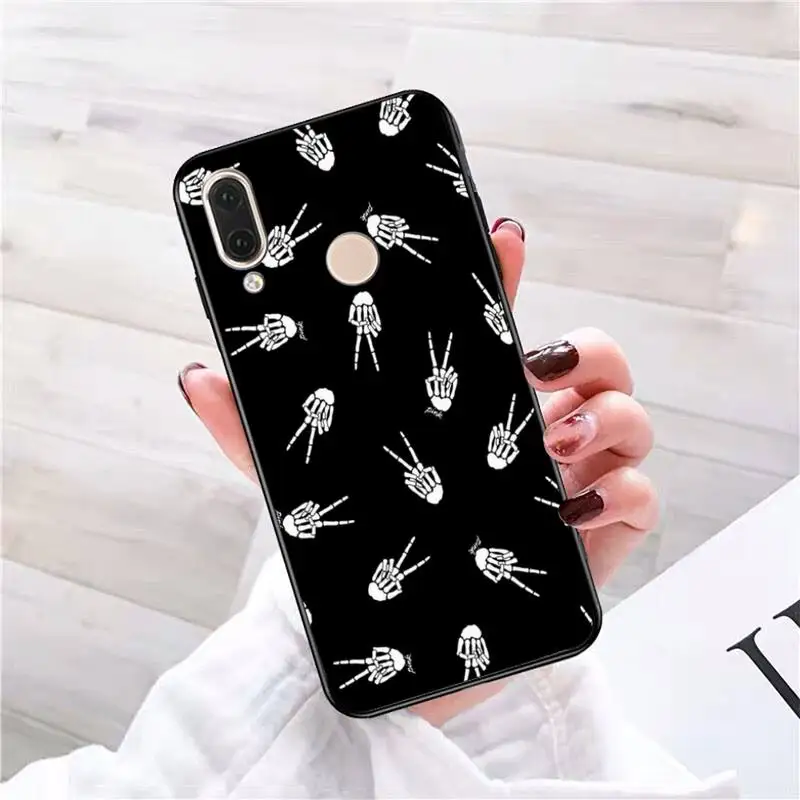 Babaite Funny skull hand Black TPU Soft Rubber Phone Cover Phone Case For Redmi note 8 8Pro 8T 6pro Redmi 8 7A 6A Xiaomi mi 8 9