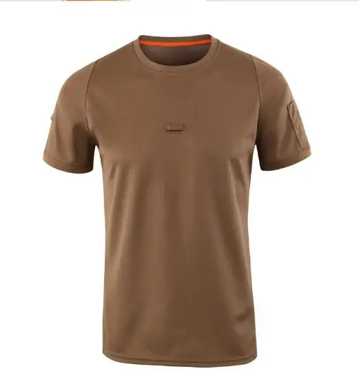 Уличная тактическая дышащая Спортивная быстросохнущая футболка с круглым