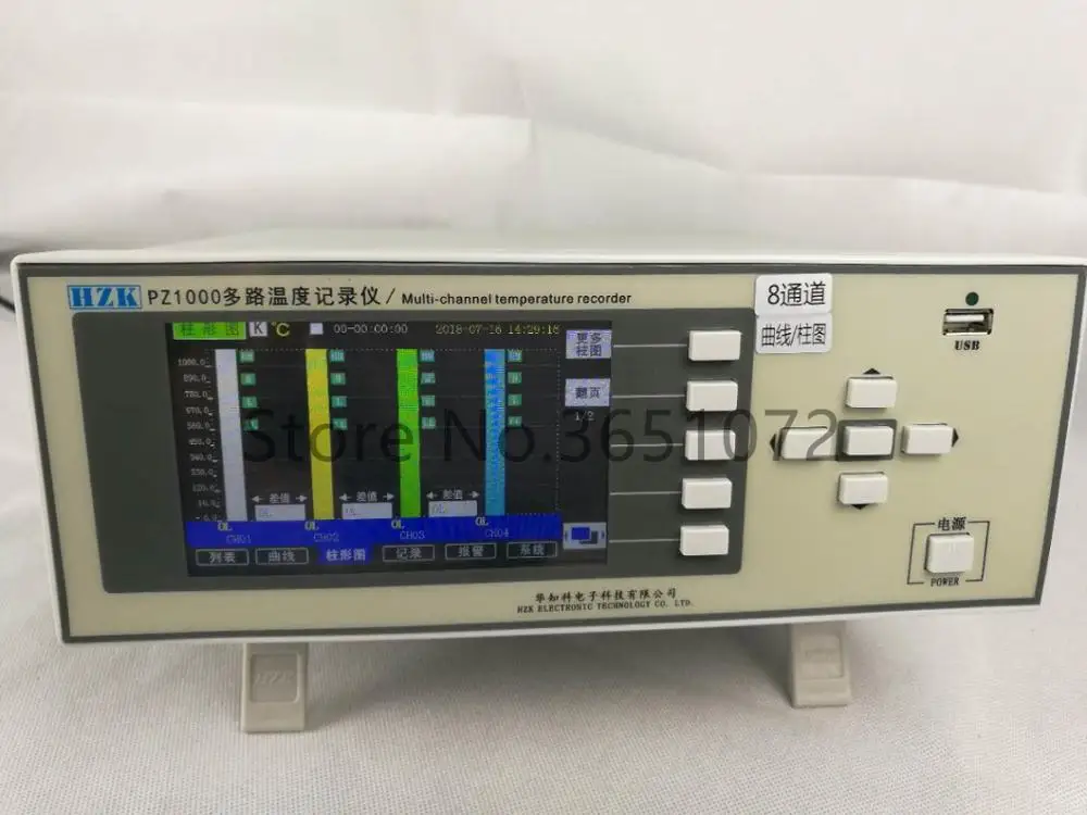 PZ1008P регистратор данных о температуре Многоканальный с кривой и столбчатой
