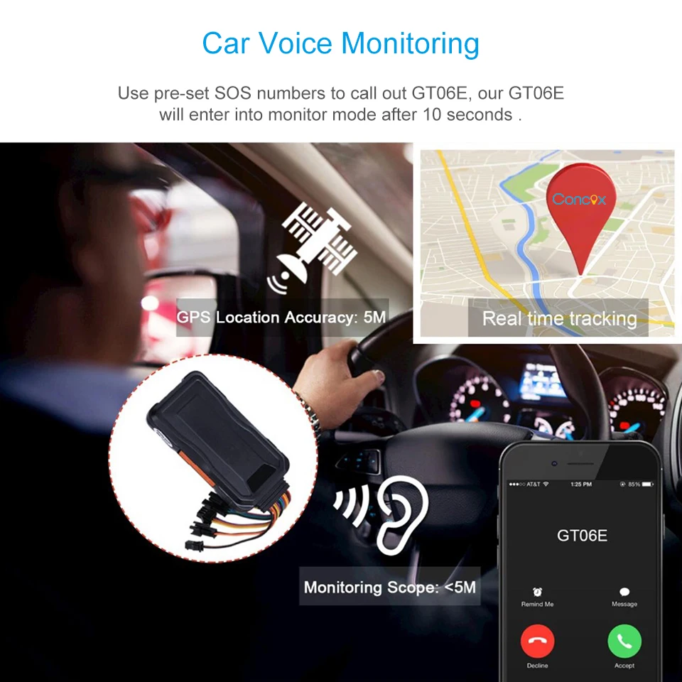 Concox GT06E 3g Автомобильный gps трекер в режиме реального времени отслеживание WCDMA