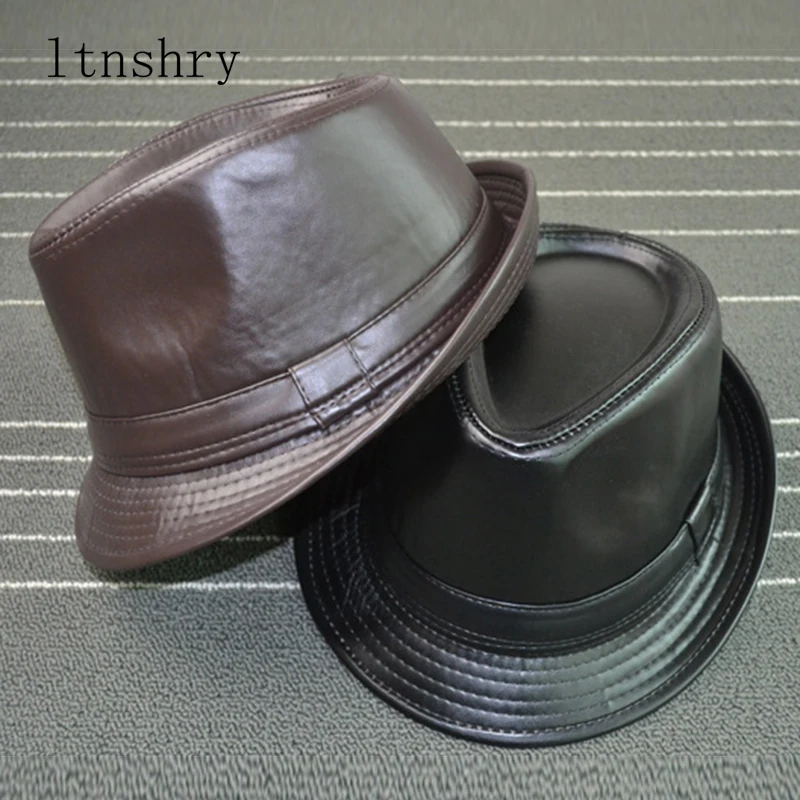 Мужская однотонная кожаная шляпа с широкими полями британская Stetson Fedoras для