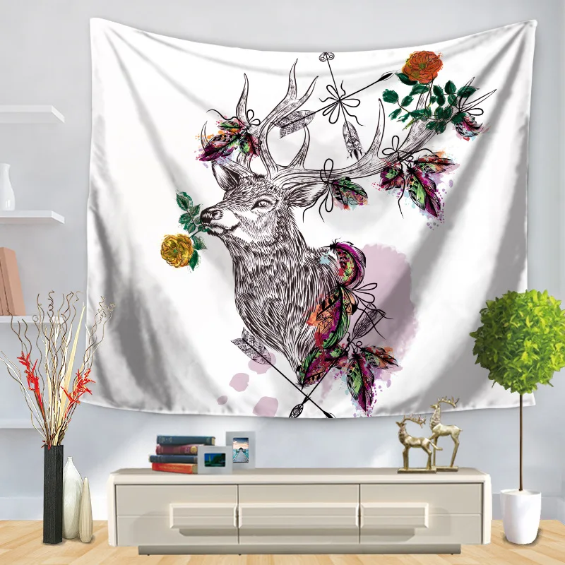 Лося настенный гобелен мечтательный лес лося для посадки деревьев хиппи