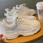 Кроссовки для женщин, Вулканизированная подошва, Спортивная повседневная обувь для бега, на платформе, в стиле Харадзюку, белые