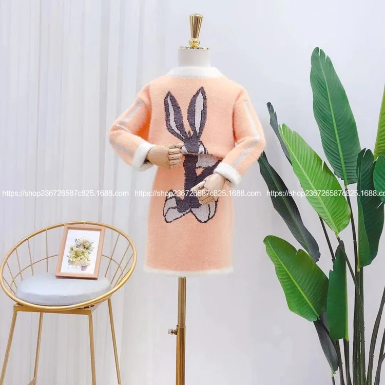 Детская одежда Новинка осени 2019 модное вязаное платье топ с животными из