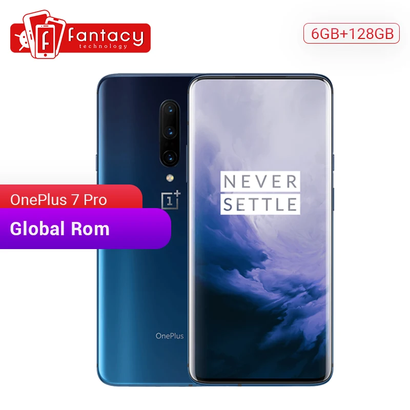 Смартфон OnePlus 7 Pro с глобальной ПЗУ, 6 ГБ, 128 ГБ, 48мп, тройная камера Snapdragon 855, 6,67 дюймов, AMOLED дисплей, отпечаток пальца, UFS 3,0