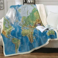 sleepwish map fleece blanket blue throw blanket soft kids throw blanket thick plush blanket vivid 3d print map of the world sher