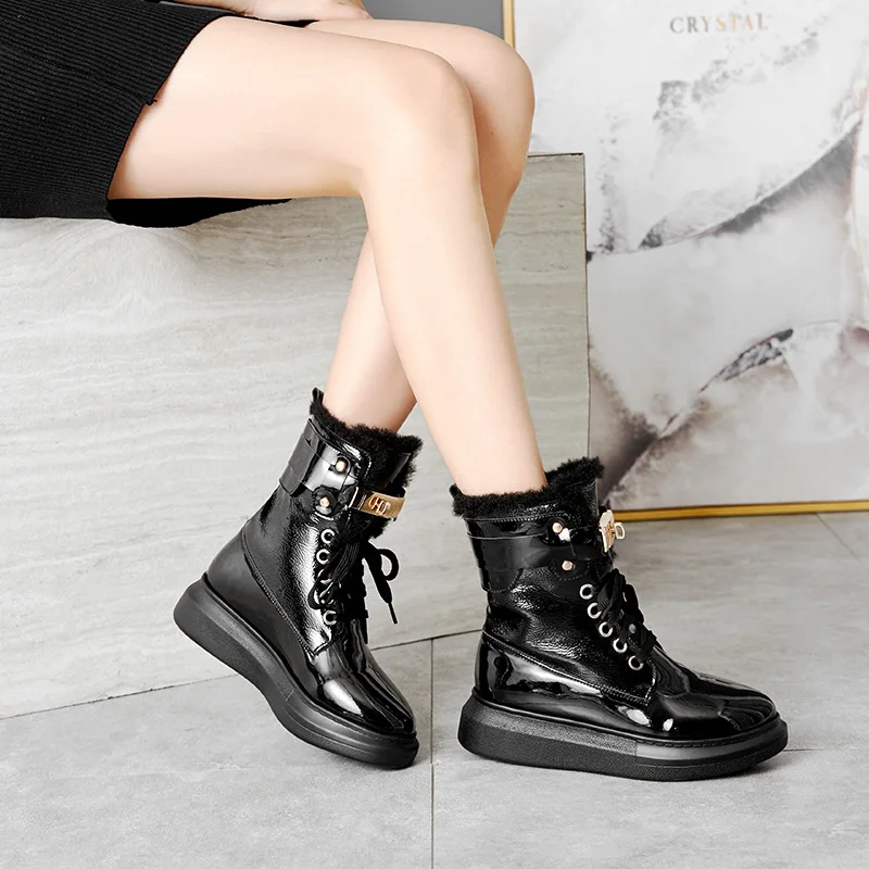 SWONCOW/высокие кроссовки Белые зимние ботинки женская зимняя обувь Новинка 2019 года