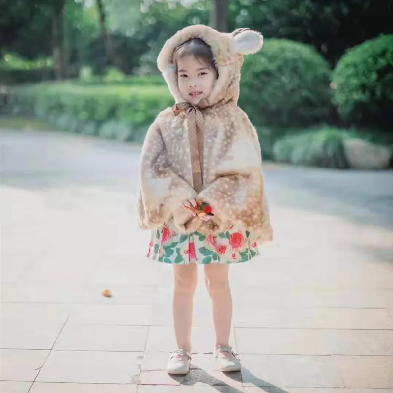 От 0 до 7 лет зимняя теплая испанская Рождественская накидка с капюшоном и оленем