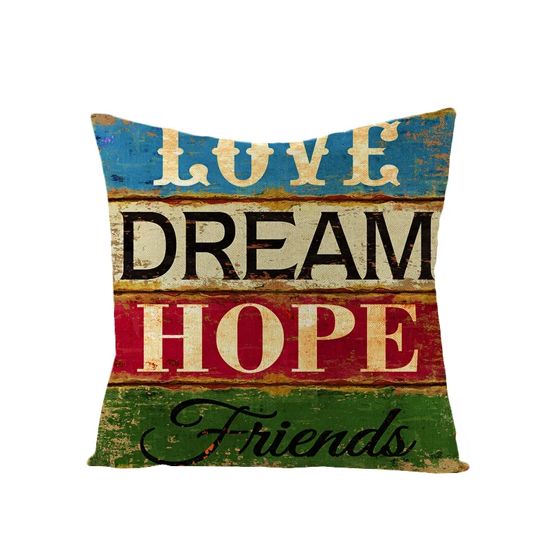 

Retro Inspirational letters Pillowcase Sofa Cushion Case Bed Pillow Cover Home Decor Car Cushion Cover 45*45cm Droppshiping