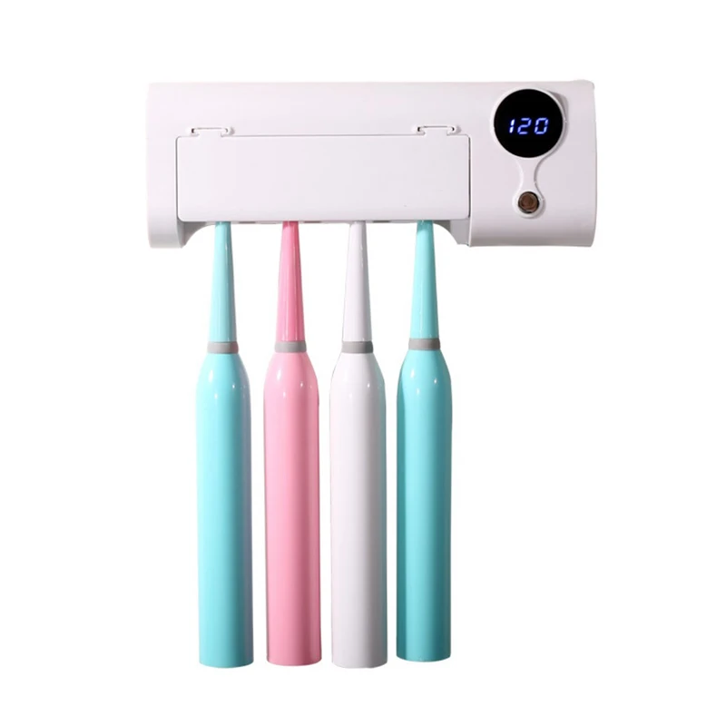 

UV LED Rechargeable 4 bulbs Toothbrush Sanitizer Holder Timing Sterilizer USB