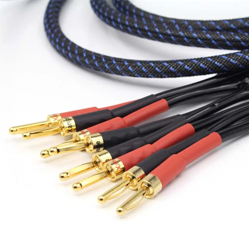 HIFI speaker cables banana plug 2 to connector Audio Amplifier CD DVD player Speaker cable | Электроника