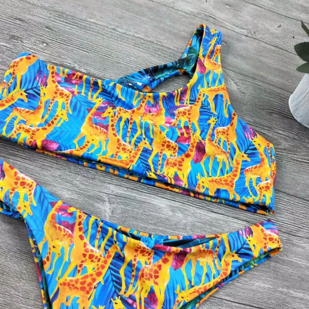 Сексуальный комплект бикини с принтом жирафа 2018 бразильский купальник купальный