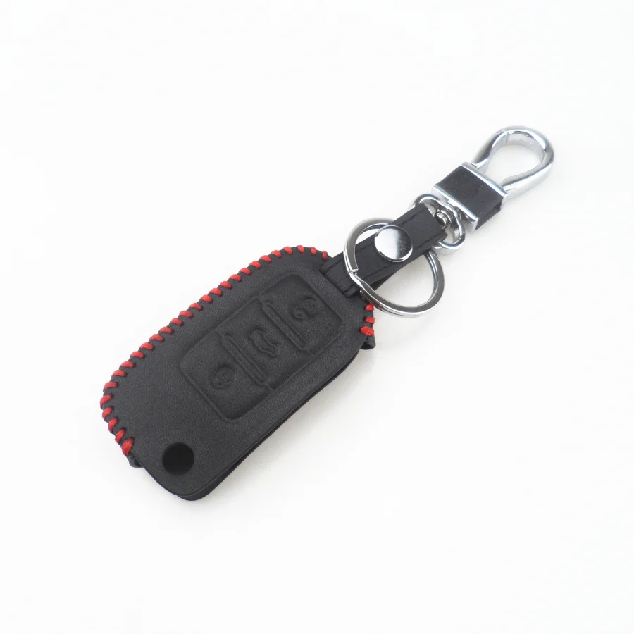 Кожаный чехол книжка для автомобильного ключа с 3 кнопками держатель