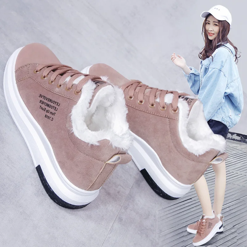 Женские ботинки женская зимняя обувь Вулканизированная бархатные зимние