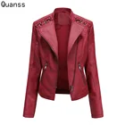 Куртка Quanss женская из искусственной кожи, модный Байкерский короткий пиджак из искусственной кожи, роскошная Повседневная Верхняя одежда, весна-осень 2021