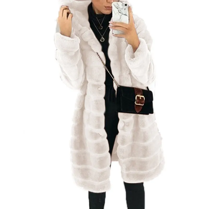 Пальто из искусственного меха женская зимняя теплая утолщенная одежда с капюшоном увеличенное меховое пальто от AliExpress WW