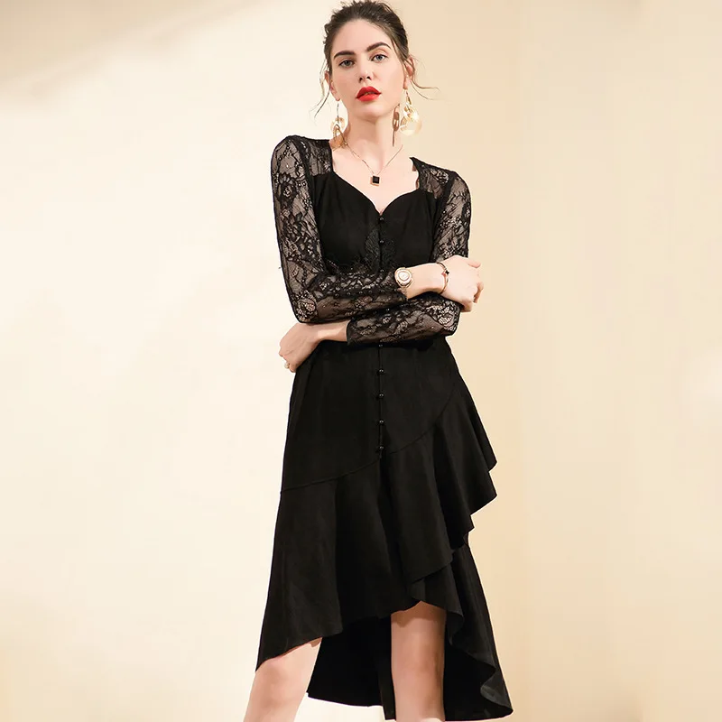 Летнее платье сексуальные дамы миди женская одежда 2019 корейская мода кружева