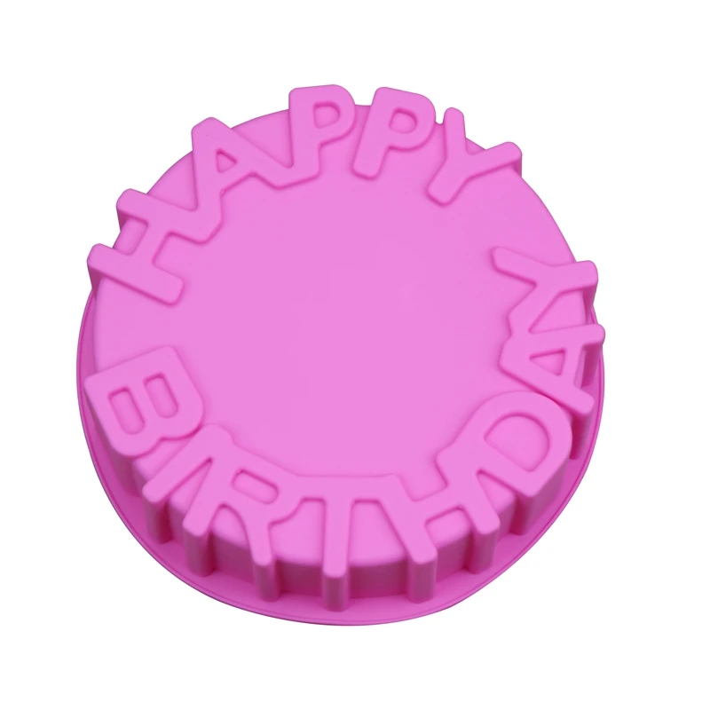 

Justdolife 1pc Silicone Cake Mold Big Round Shape Cake Molds Happy Birthday Letter Mould DIY Cake Pan For Cakes Baking Tools