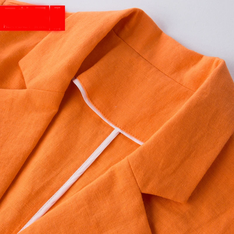 Женский льняной Блейзер женский пиджак новый весенний костюм на одной пуговице