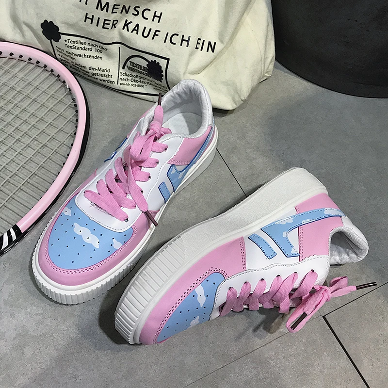 Женские тонкие туфли в японском стиле на весну и осень милые вулканизированной плоской подошве Корейском