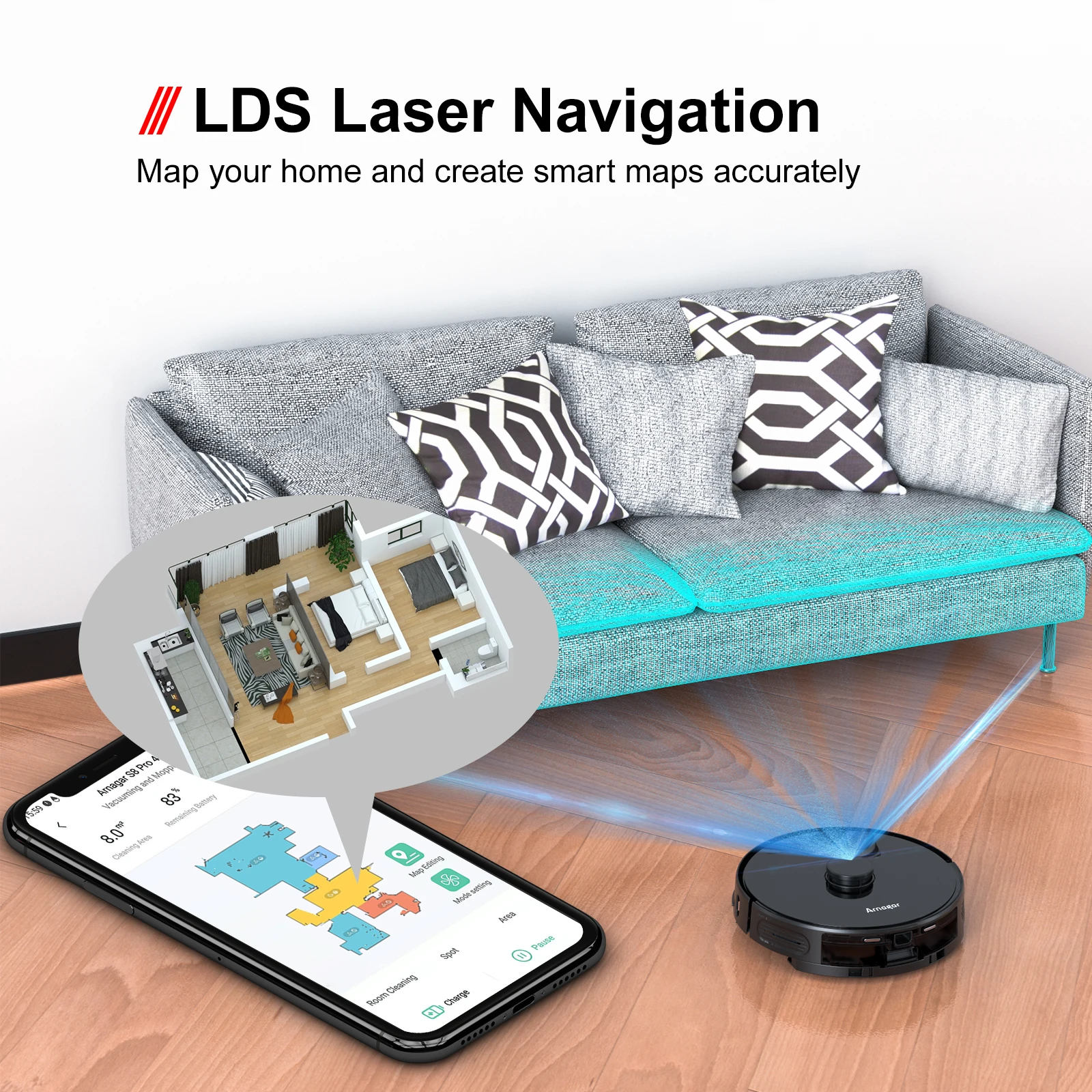 Робот пылесос с функцией сухой и влажной уборки 2700 Па|Пылесосы| |