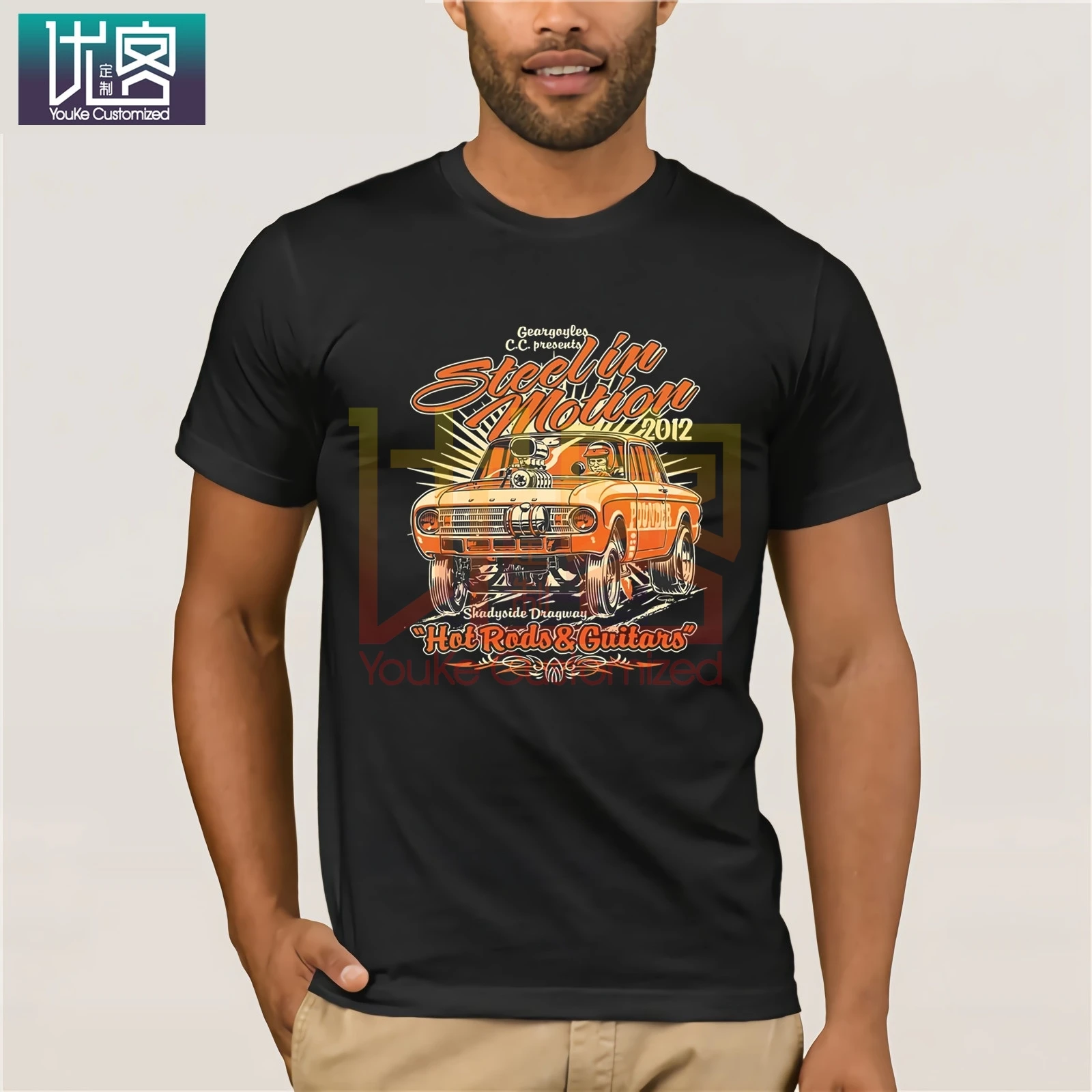 Популярная классическая футболка с рисунком старого гоночного автомобиля